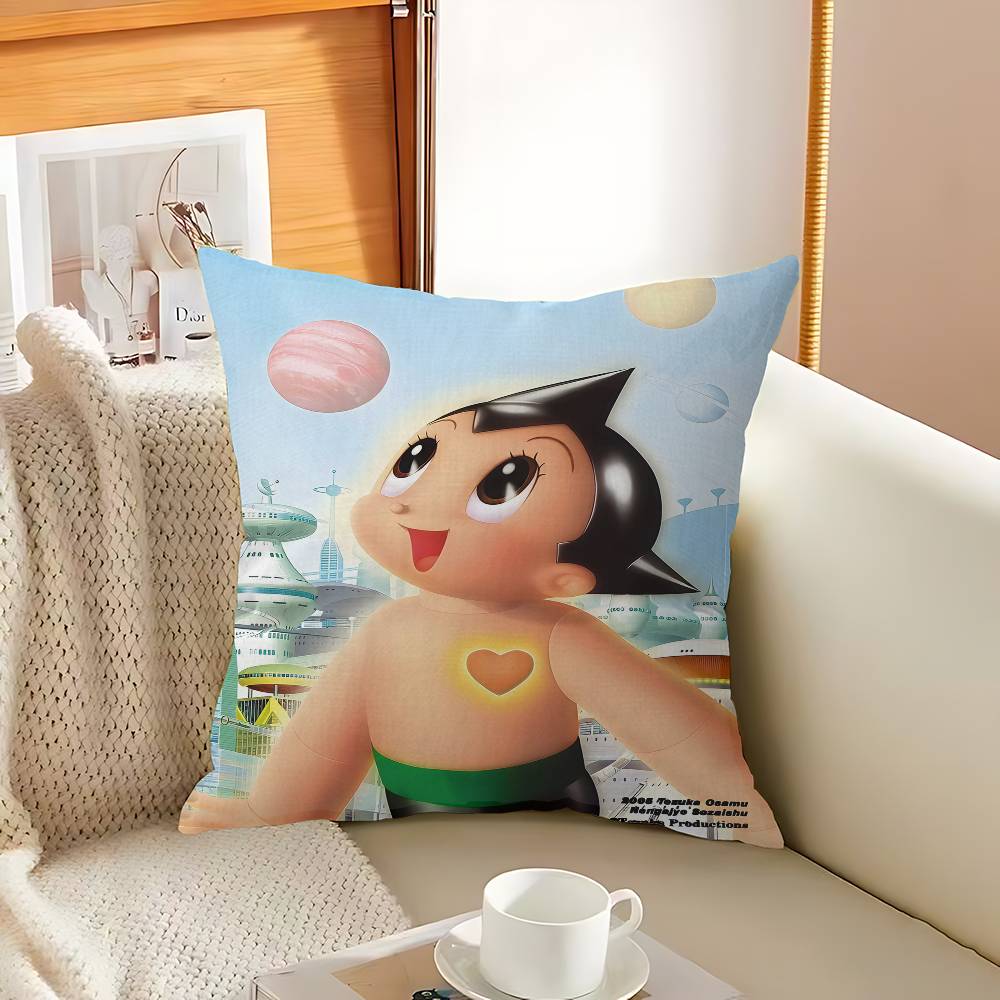 Vintage A-Astro Boy Pillow Covers Cartoon Sofa Decorative Home Double-Sided Printing Short Plush Cute Cushion Cover