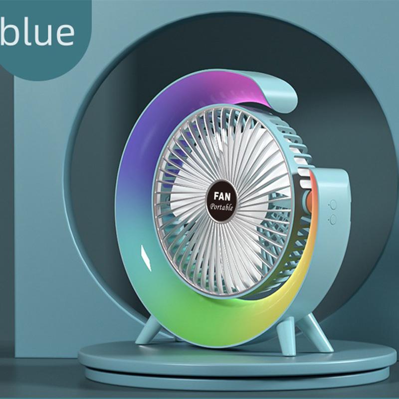 Xiaomi Quiet Charging Small Desk Fan with Ventilation and Portable Electric Fan with 3 Speeds for Home Use, with Colorful Lights