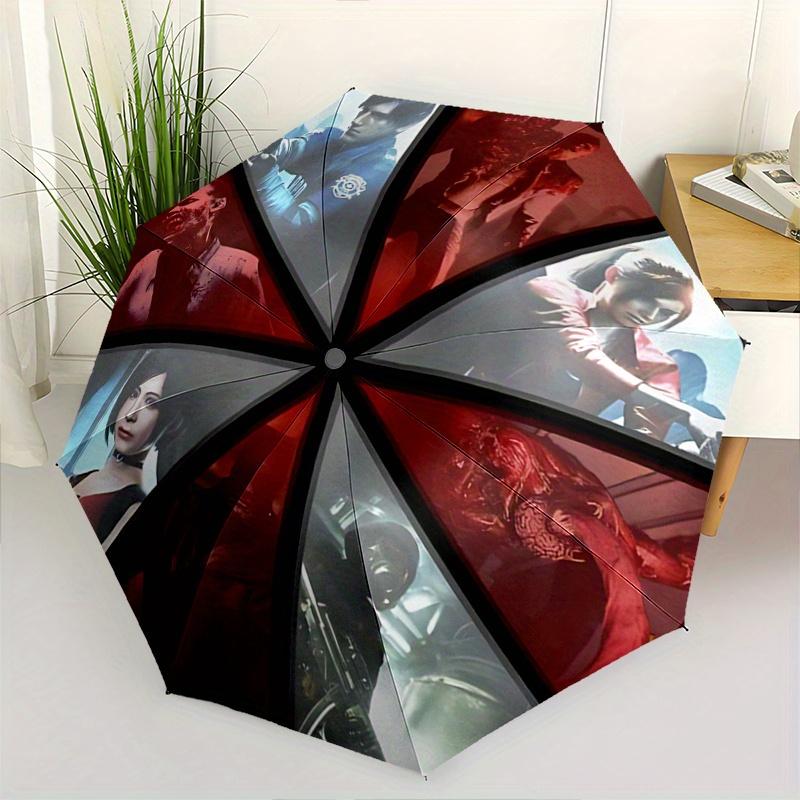 1pc Resident Evil Theme Automatic Folding Umbrella - 3 Folding Design, Vivid Cartoon Pattern, Suitable for Outdoor Activities, A Gift for Fans In