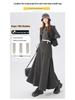 2025 New Design Women's Irregular Gray Woolen A-Line Tie-Up Long Skirt for Autumn/Winter