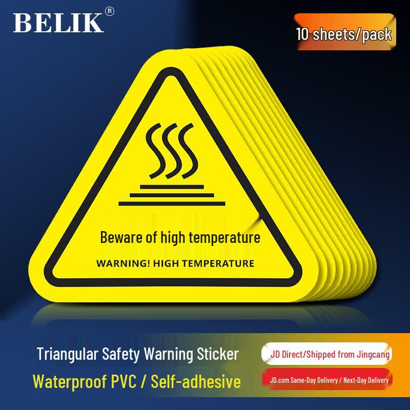 BELIK PVC Triangular Safety Warning Signs 8x8 cm
