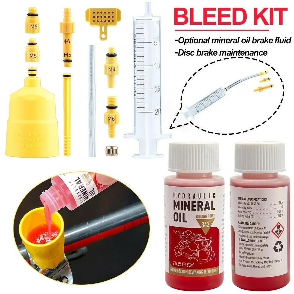 Bike Mineral Oil Injector Tool Brake Fluid Filler Oil Bleeder Hydraulic Disc Brake Maintenance Syringe Kit or1 bottle of oil