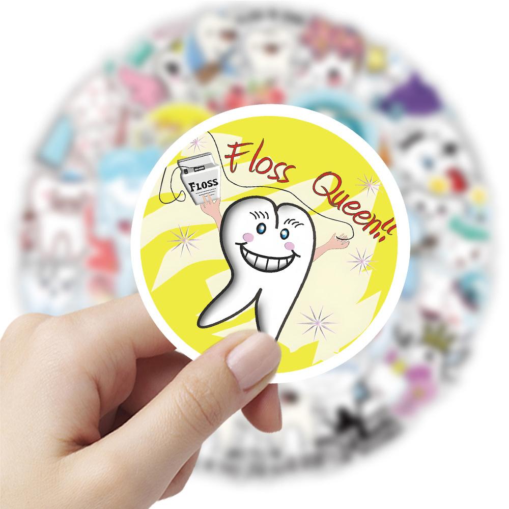 10/30/50pcs Cute Cartoon Tooth Stickers Dental Shape Graffiti Decals Decoration Teeth Sticker Toothbrush Funny Sticker Gifts