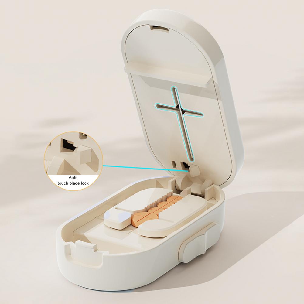 2-in-1 Tragbarer Tablettenteiler – Einstellbarer 1/2 & 1/4 Tablettenteiler mit scharfer Klinge für kleine Tabletten, Reise- & Heimgebrauch