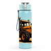 1PC Yellow Heavy Bulldozer Construction Pattern 750ml Color Plastic Sports Water Bottle Leakproof Flip Straw Lid Suitable for Sports Office Home Use