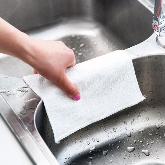 Dish Towel Dishcloth Bamboo Fiber Oil Washing Towels Scouring Pad Kitchen Gadget