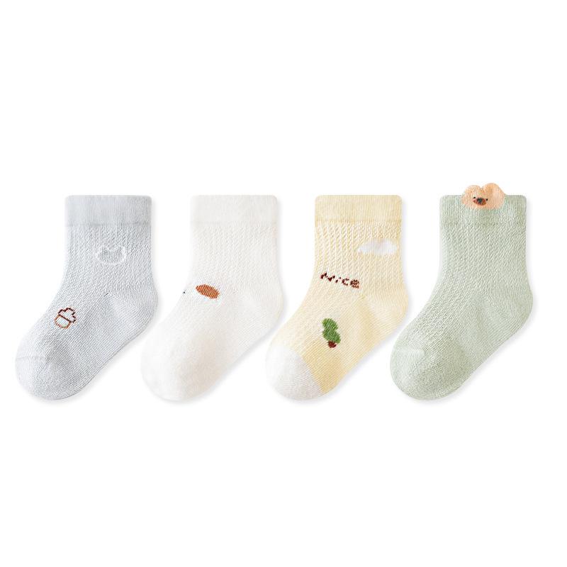 Spring & Summer Children s Mid-Calf Mesh Cotton Socks - Thin, Boneless, Loose Cuff XS (0-6 months)