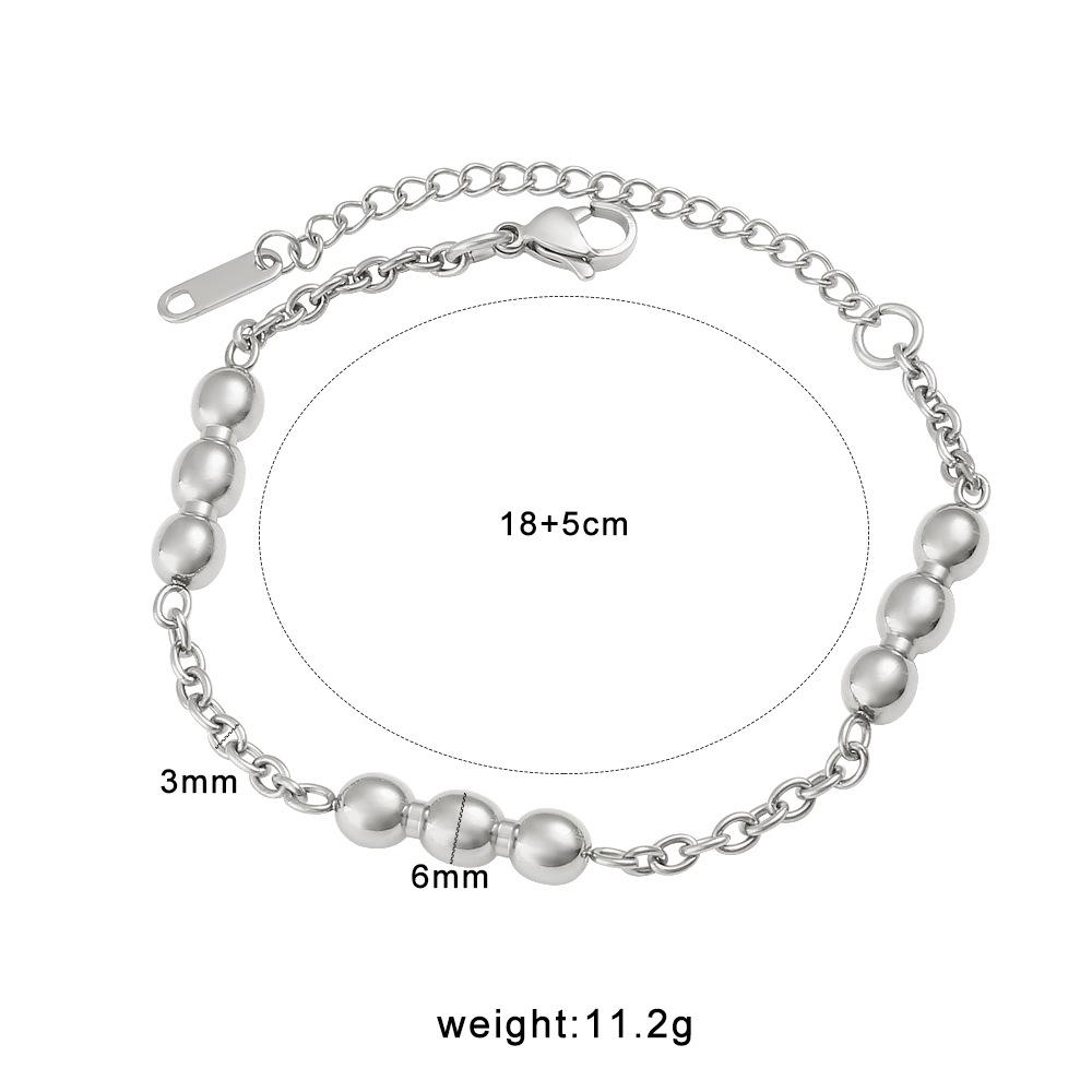 Bold Titanium Steel DIY Bracelet Necklace with 18K Gold Steel Ball - Fashionable European and American OL Jewelry Chain