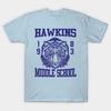 Men Black Print T-shirt Hawkins Middle School No-Cut Transfer Paper Print Cotton Tshirt