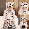 Warm Hat with Jumping Ears Party Stuffed Cow Ox Horn Toy Fleece Cap for Kids