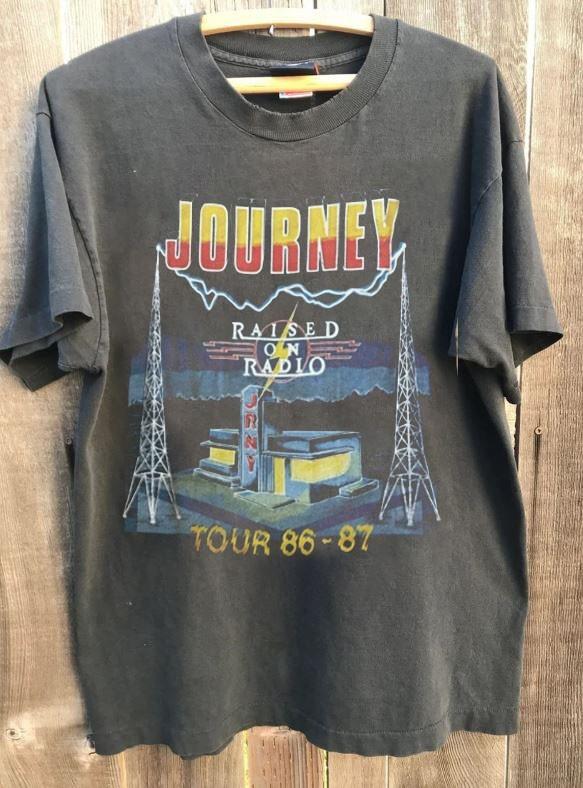 

JOURNEY 1986 Raised on Radio Tour Charcoal Short Sleeve Unisex T shirt WA4644 Unisex T-Shirt XXL