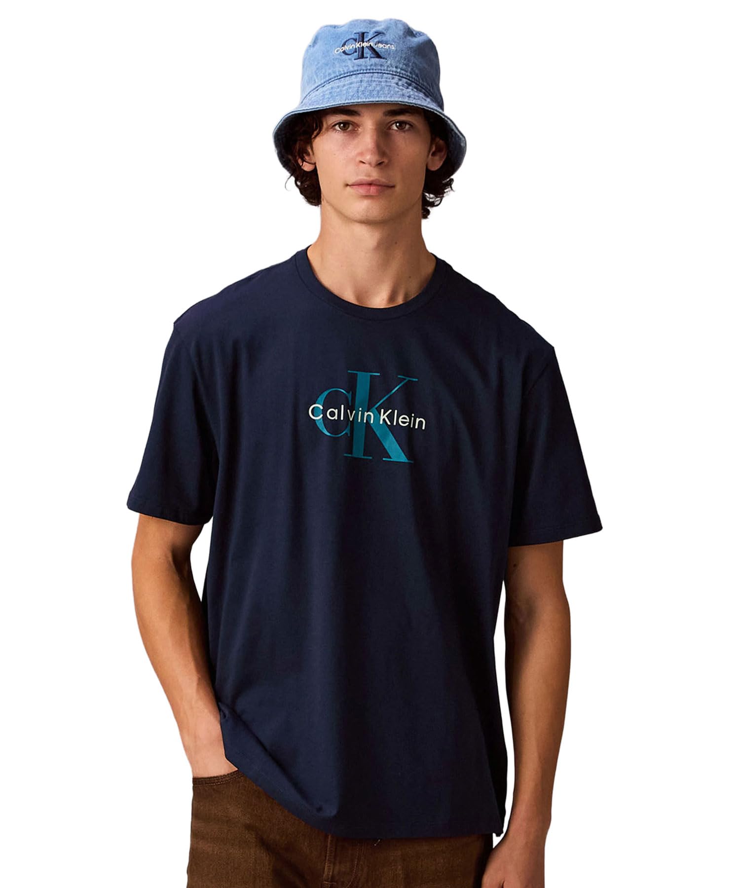 Принт с монограммой 4RB861G L DARKSAPPHIRECEF [Calvin Klein] Футболка с коротким рукавом