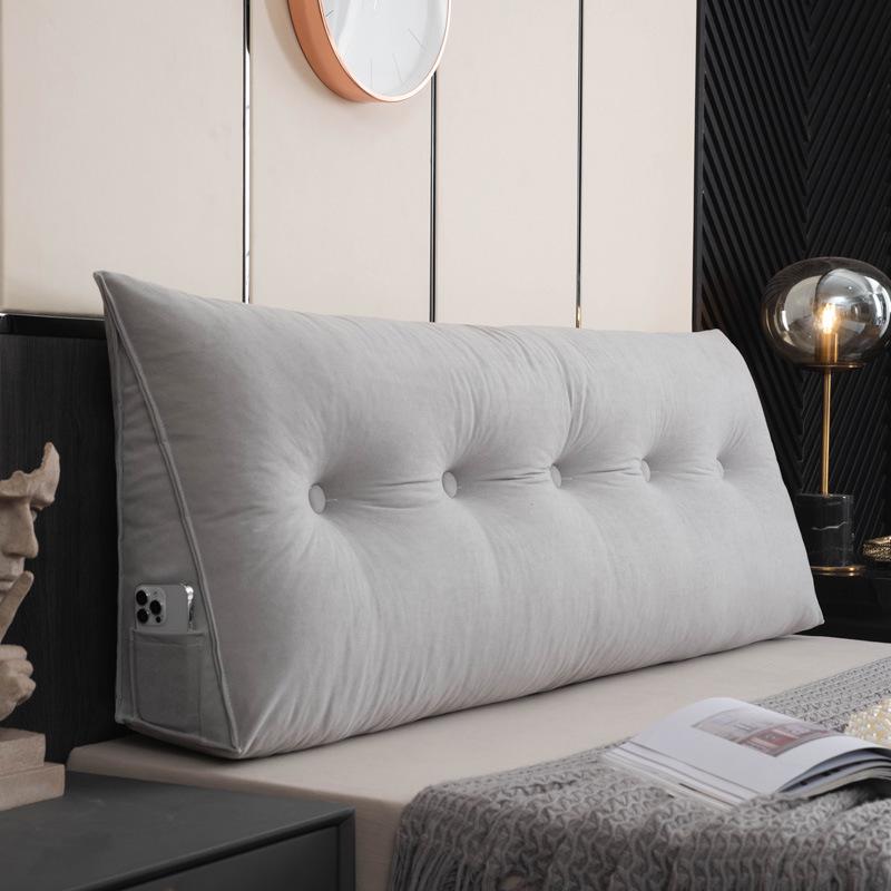 Chenille Headboard Cushion, Double Lumbar Support Pillow, Removable & Washable Backrest