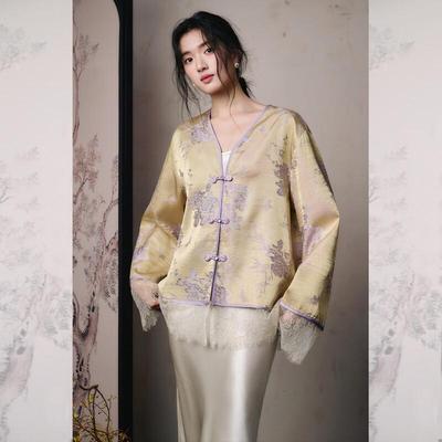 JK&JS Damen Neue Chinesische Stil Jacquard Jacke