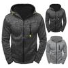 Men Hoodie Zipper Warm Solid Color Winter Men Fleece Hooded Sweatshirt Pullover for Daily Wear