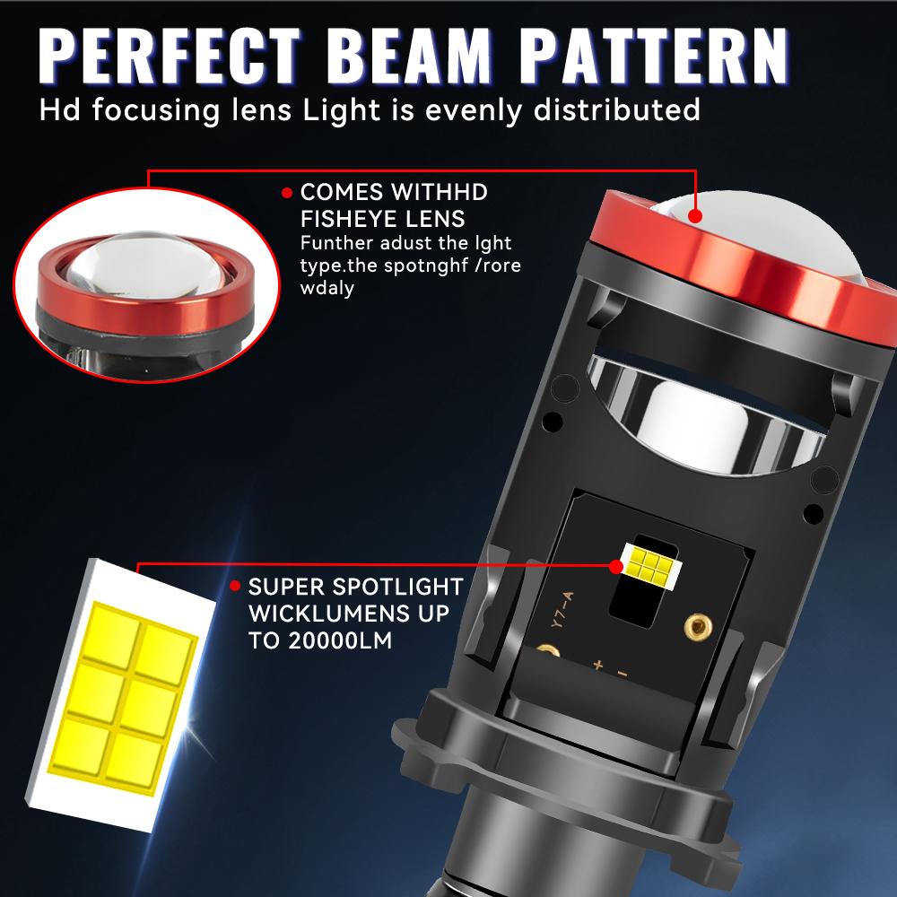 2pcs H4 LED Projector Mini Lens Auto H4 LED Headlight Bulbs Kit Conversion High Beam Low Beam 6000K Car Motorcycle Light Lamp
