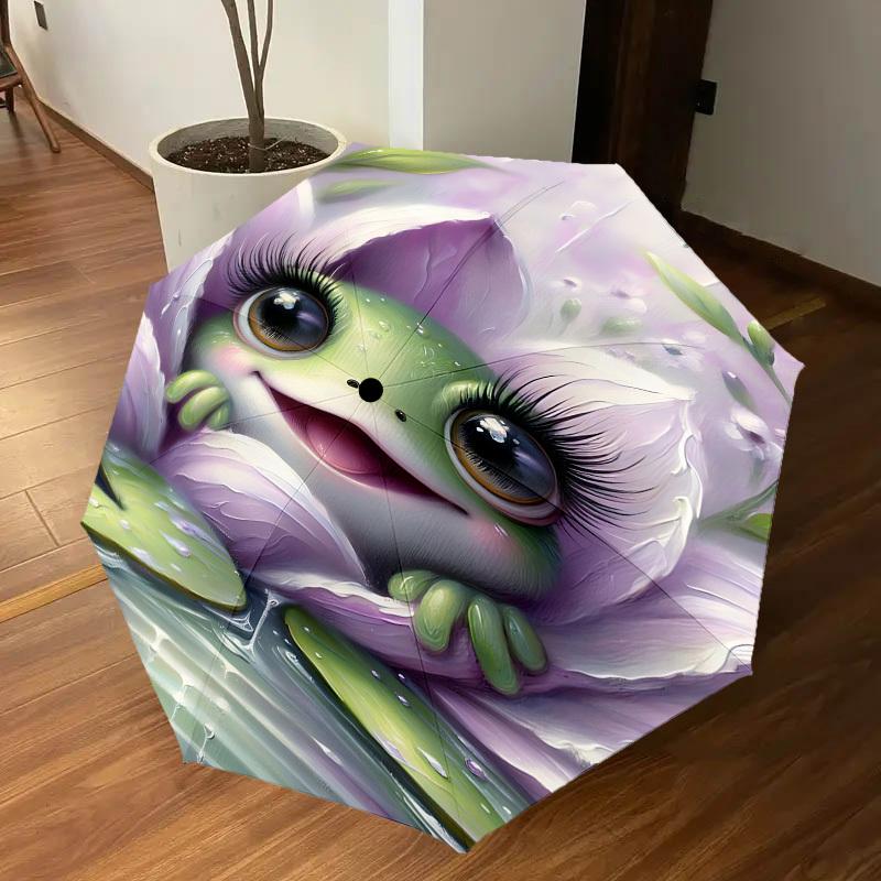 1PC frog flowerAutomatic Open/Close Umbrella with Windproof, 8-Rib Sturdy Canopy, Durable Ribs, Fashionable Design1251A