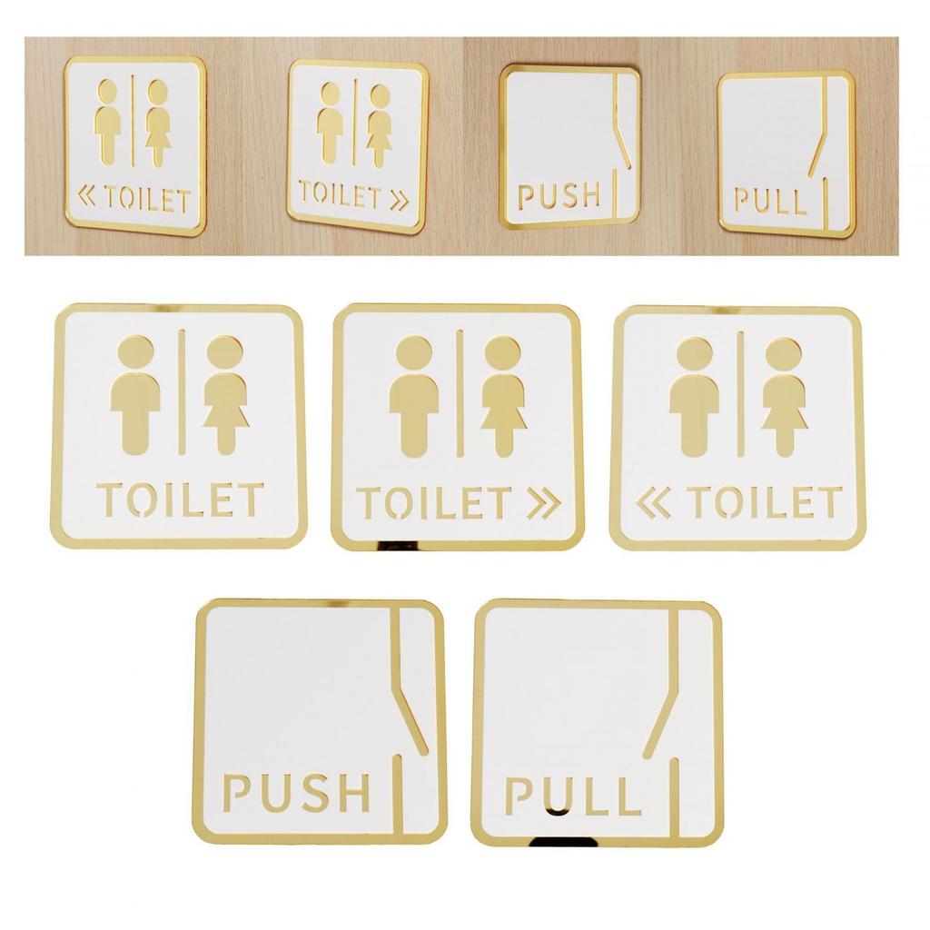 Square 12cm Bathroom Sign Acrylic Washroom Plaque Accessory Bathroom Wall Art for Parking Lots Convenient Assemble Durable