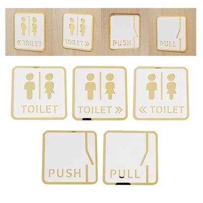 Square 12cm Bathroom Sign Acrylic Washroom Plaque Accessory Bathroom Wall Art for Parking Lots Convenient Assemble Durable
