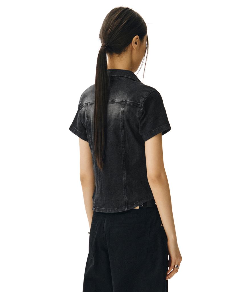 Deketeuumeon Western Slim Denim Short Shirts Dcwsh002Blacka