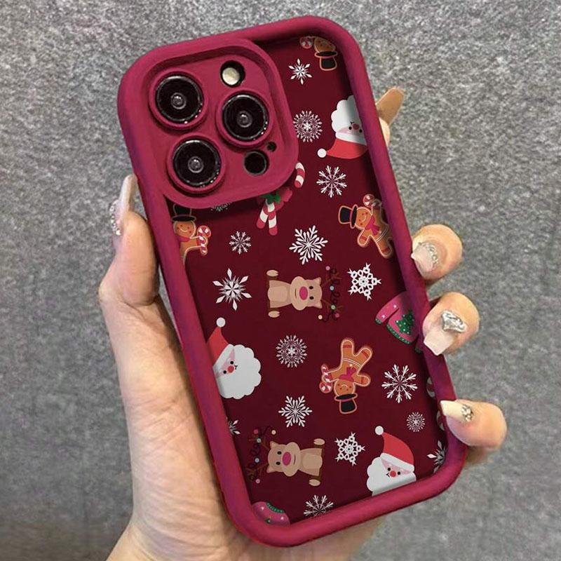 Creative Cute Christmas Theme Pattern Phone Case For Samsung Galaxy S25 S24 S23 S21 S20 5G FE Plus Ultra A15 A35 A54 A55 Cover