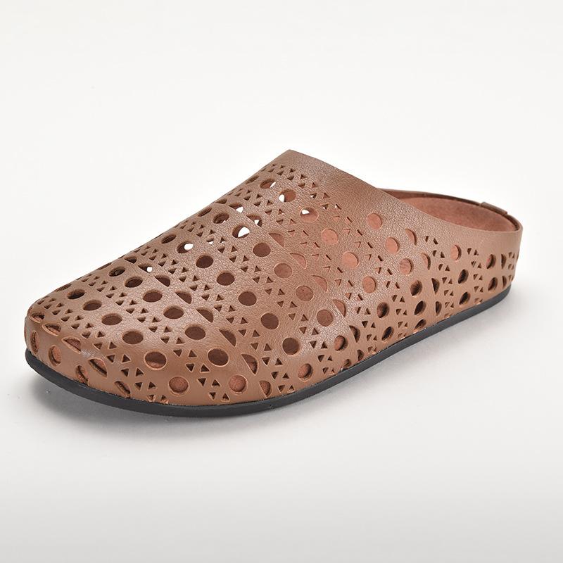 

Ветер полые тапочки-мешки новые модные универсальные ленивые тапочки с одной педалью ретро женская обувь 39 коричневый