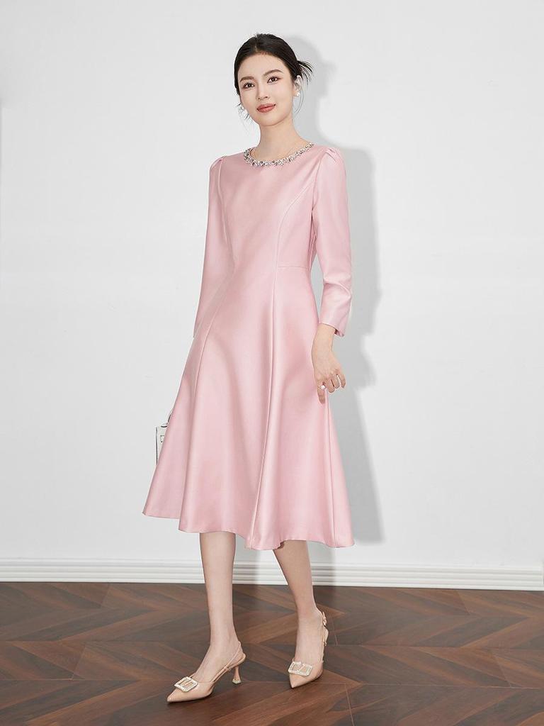 Elegant A-Line Evening Dress with Nail Beading and High-End Luster for Women