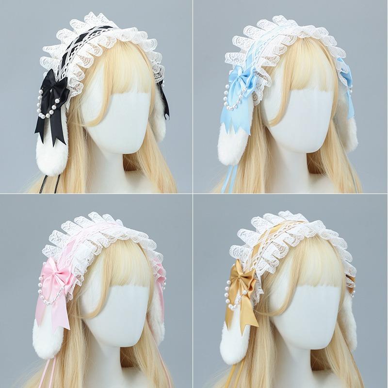 Comic-Con Lolita Rabbit Ears Headband Bow Soft Sister Style Rabbit Ears Hair Accessories Second Dimensional Maid Lady Headdress