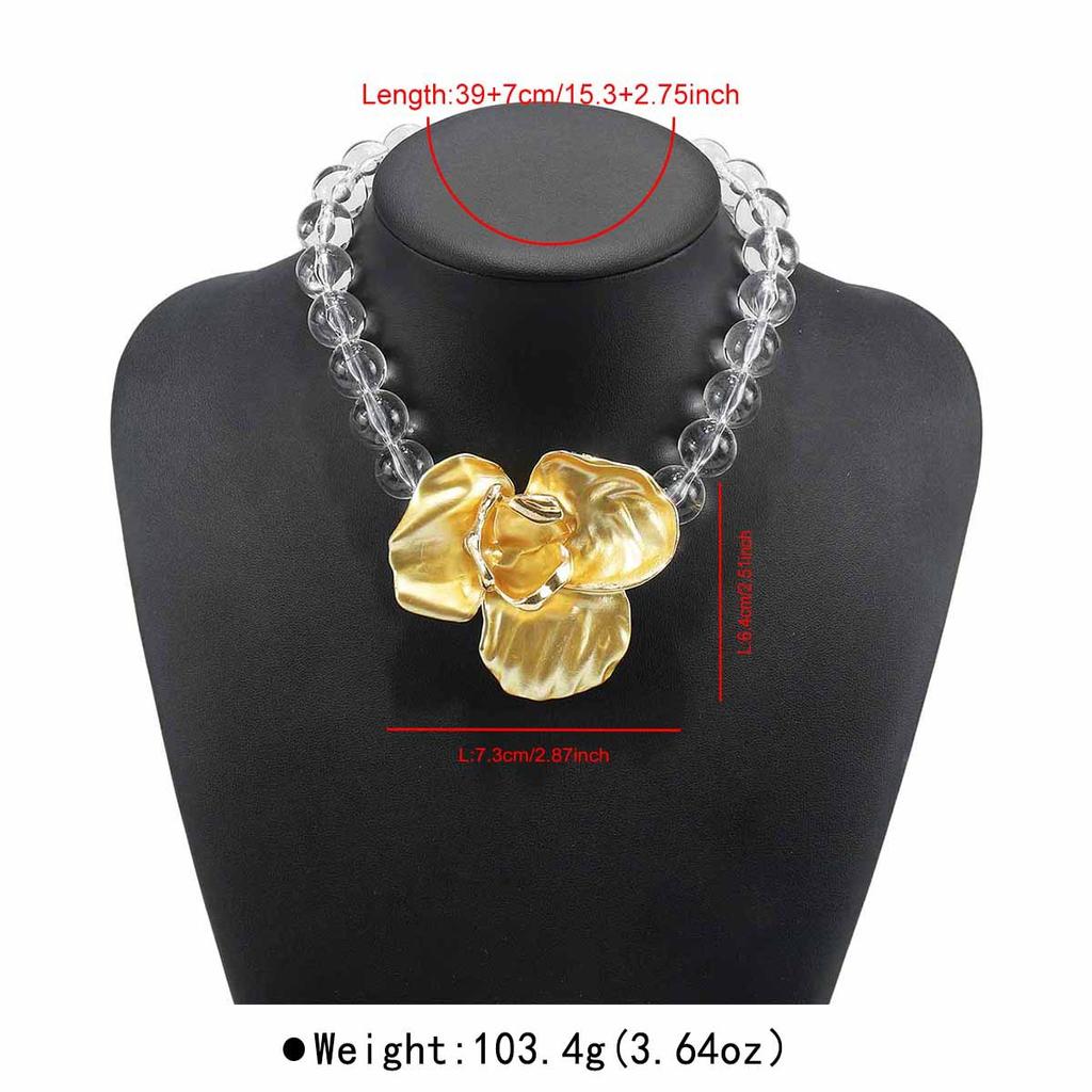 N11111 hot-selling creative transparent beaded electroplated flower necklace, personalized fashion solid color spray paint neck chain