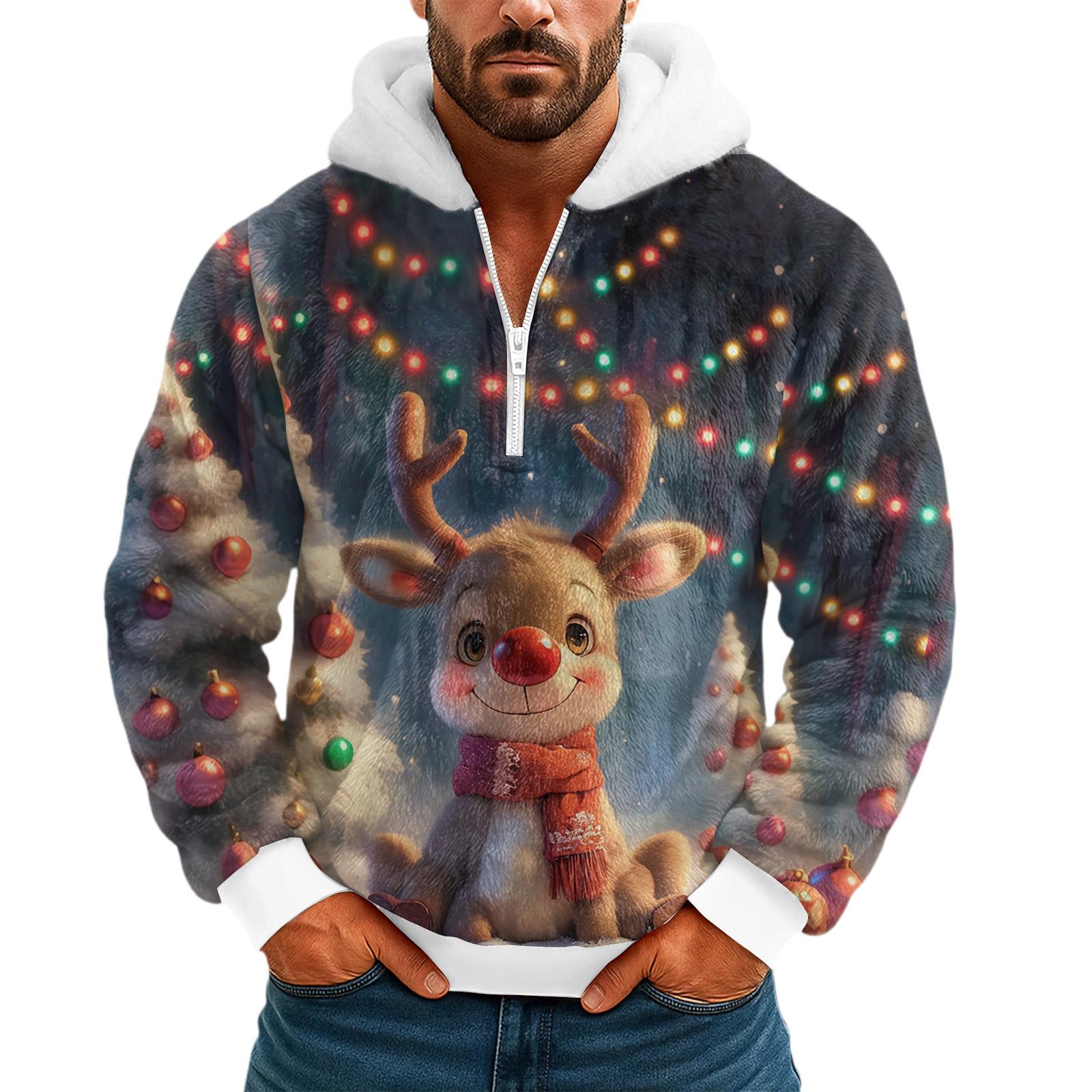 Мужское плюшевое худи с капюшоном на молнии до середины L