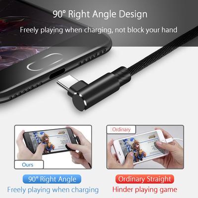 Kabel typu C pro Xiaomi Redmi Note 8 Pro Mi 9t A3 7 Samsung A50 A70 Honor 9x Tipo C Kabel pro rychlé nabíjení 90° nabíječka telefonu