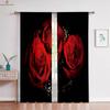 Red Vintage Rose Flower 3d Printed Curtain Bedroom Living Room Study Window Decoration Curtain Home Decoration 2 Pieces