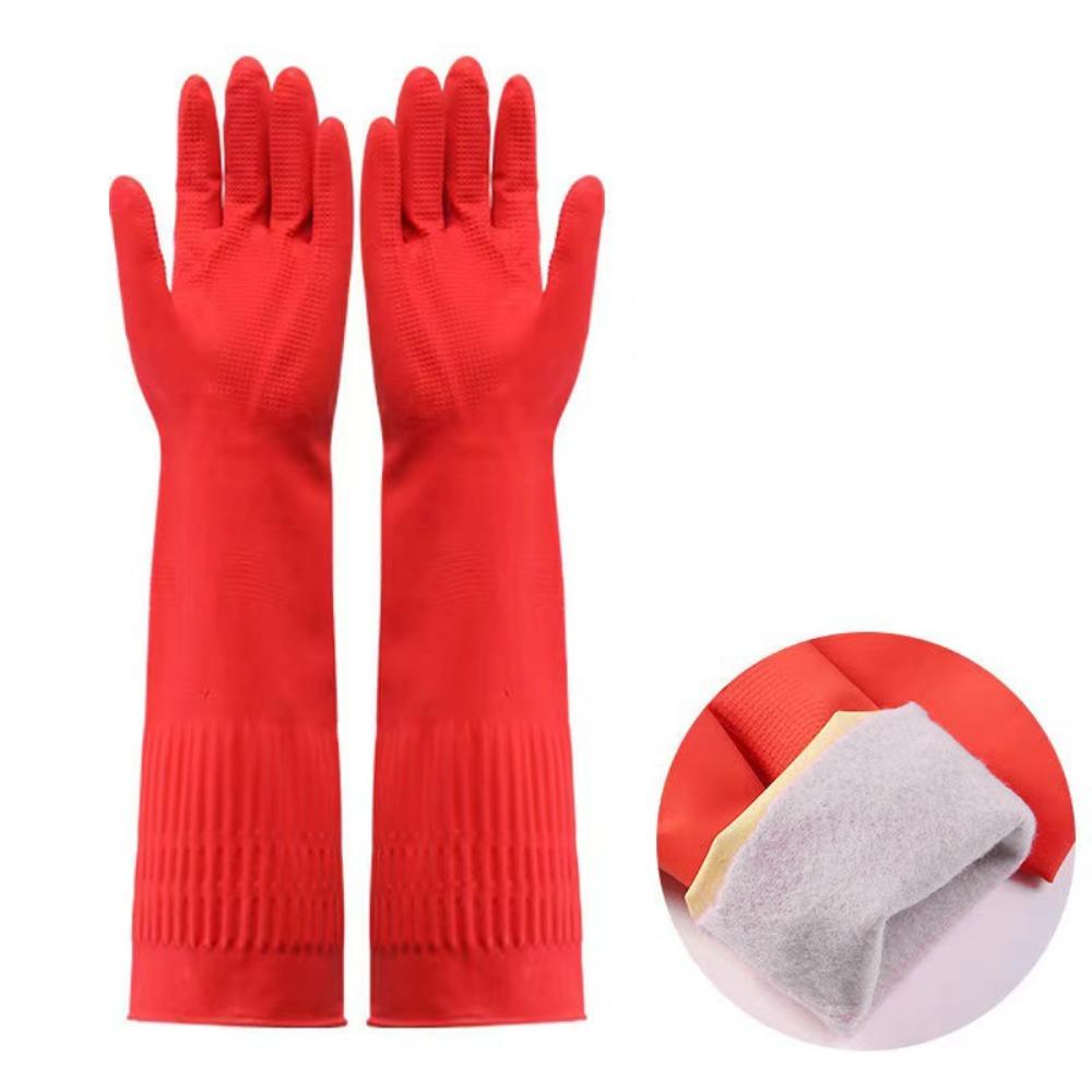 Extra Long Cuffs Rubber Cleaning Gloves 30/38/45cm Oil Resistant Mitts  Work
