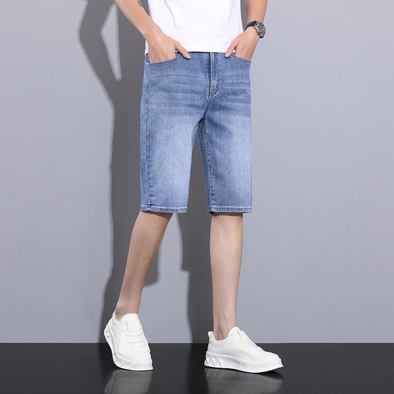 New High-waist Stretch Mid-trousers Men's Denim Five-point Pants Casual 5-point Shorts