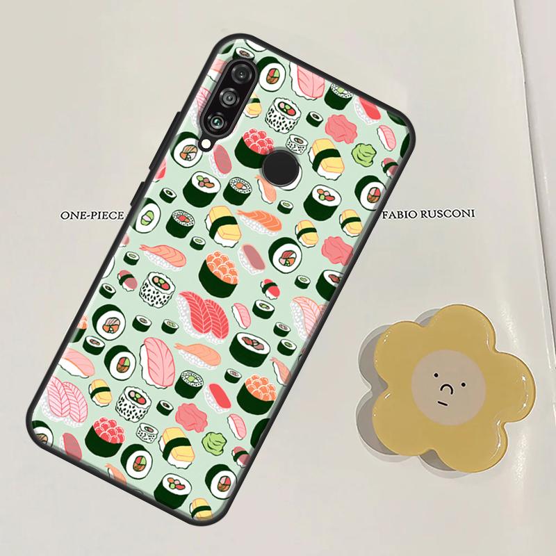 Kawaii Sushi Pattern For Huawei Nova Y60 Y70 Y90 Y61 Y91 3i 7i 8i 11i Nova 11 9 10 SE P20 P40 Lite P30 Pro Case