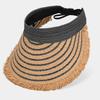 Solid Color Wide Brim Woven Breathable Folding Sunshade Hat Empty Top Straw Hat  Seaside Vacation