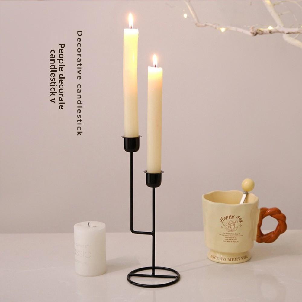 Festival Home Decor Candle Stick Holder Tray Iron Candlelight Dinner Props  for Friends