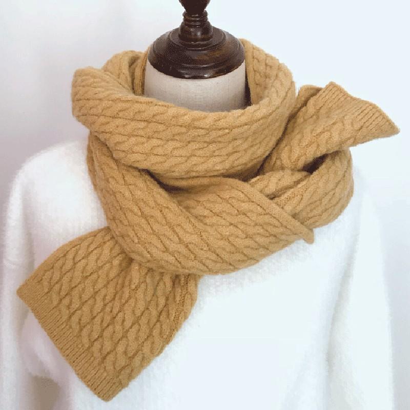 High quality~ blended knitted twist solid color thickened soft waxy scarf women's autumn and winter versatile couple scarf