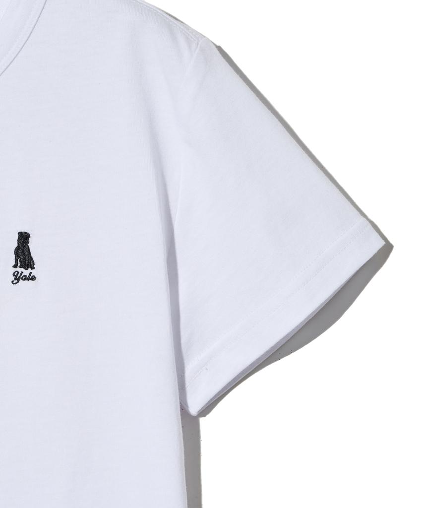 YALE Women'S Circle Point Crop Short Sleeve T-Shirt White