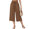 Linen Casual Wide Leg Pants For Women Elastic Waist Versatile Business Casual Work Palazzo Trousers With Pockets