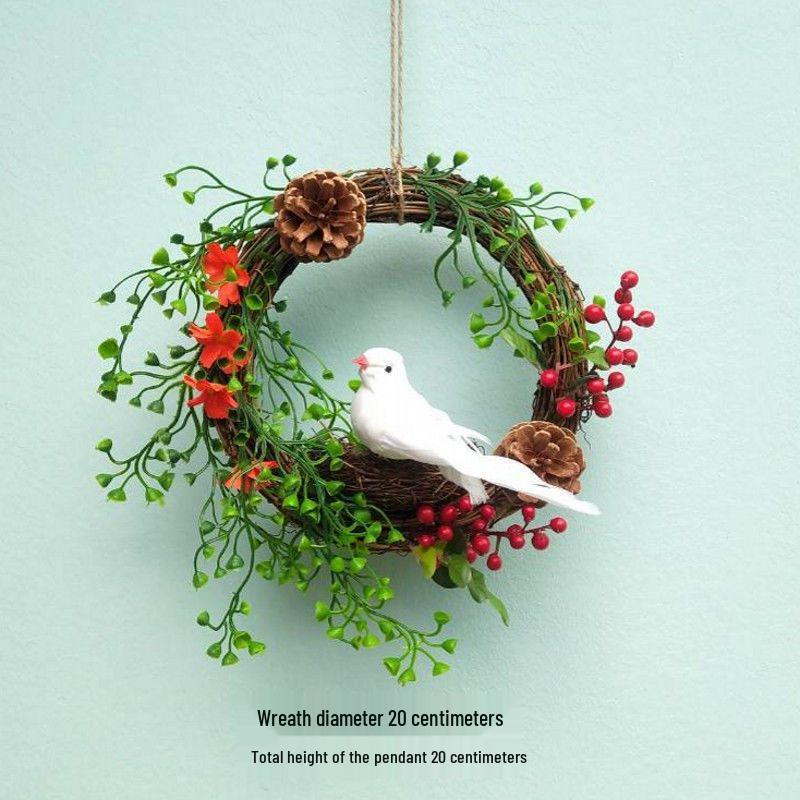 Forest Style Kindergarten Hanging Mobile: Creative Micro-landscape Arrangement with Bird's Nest and Decorative Pendants.