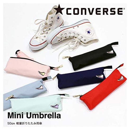 Ogawa Converse Folding Umbrella for Men and Manual Safety Logo 20130 Women, Ultra-Lightweight, 90g, Slim, 5-Rib, 50cm, Water-Repellent, Pink, Opening,