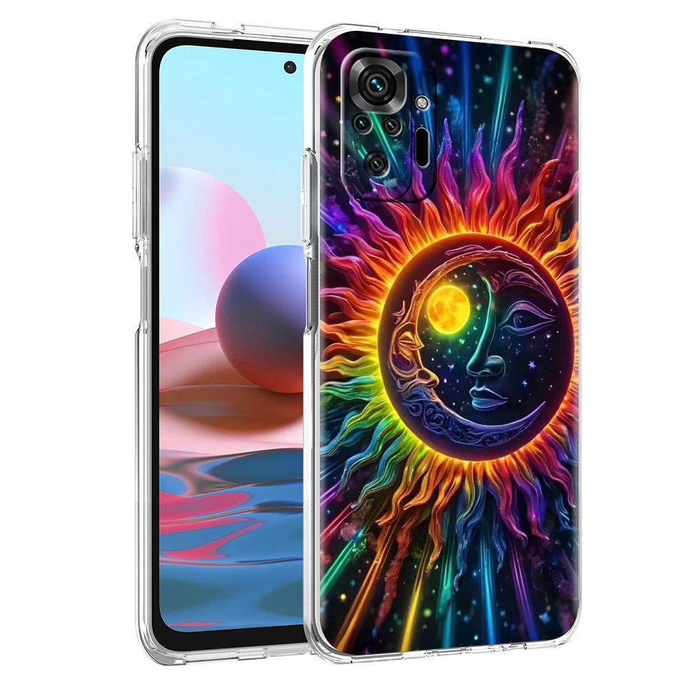 Moon Sun Transparent Phone Case for Redmi 13C 12C 10C Note 13 12 11 11T K40 Gaming Plus Pro 4G 5G Soft Cover Shell Fundas Capas