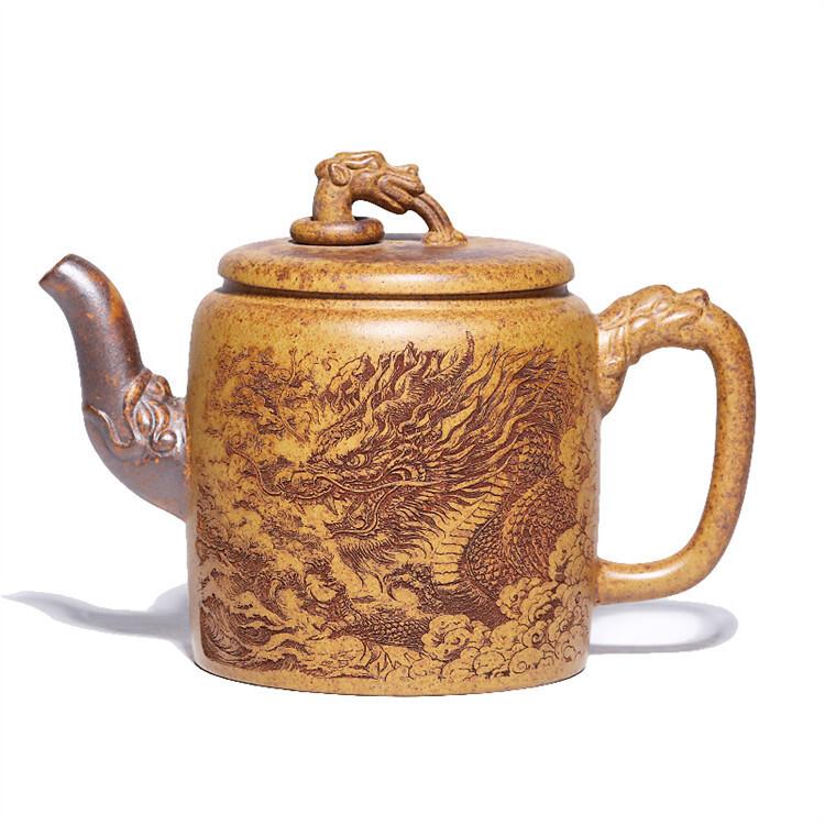 

370 мл чайник из фиолетовой глины Исин, ручной работы, горшок-фонарь для дворца, сырая руда, раздел гипертермии, грязевой чайник, чайный сервиз Zisha, ремесло