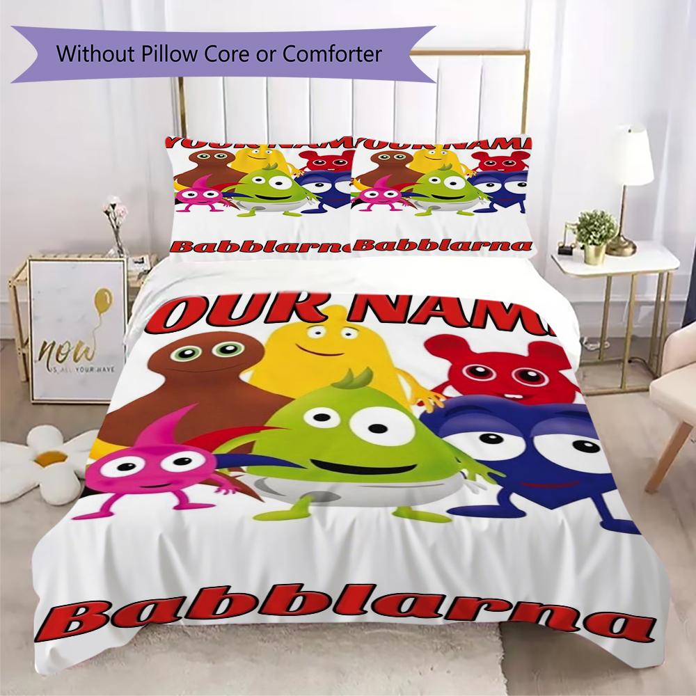 Custom Name Babblarna Pattern Bedding uilt Set uilt Cover Pillowcase Home Decoration Birthday Gift (1*duvet cover+2*pillowcase without core)