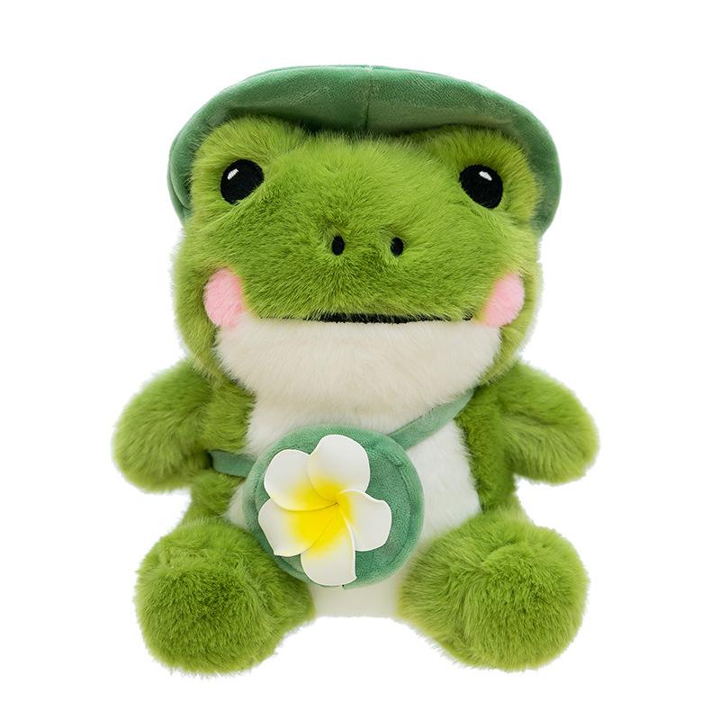 ZOCO Lächelnder Frosch Puppe Reise Frosch Puppe Plüschtier Füllung Tier Weiches Fell Geburtstag Weihnachten Geschenk Cartoon Ornament