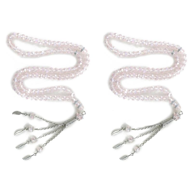 Crystal Tasbih Prayer Bead  Muhammad Islamic Prayer Rosary Beads Muslim Islam 99 Prayer Beads Necklace Foldable