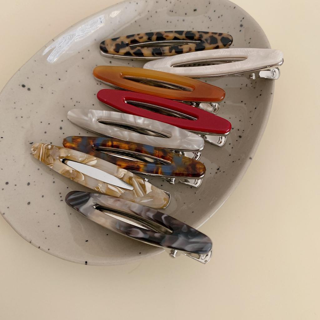 2 Stück/Set Acetat Haarspangen Ausgehöhlte Ovale Pony Entenschnabelspangen Geometrische Haarspangen Seitliche Haarnadeln Frauen Mädchen Haarschmuck