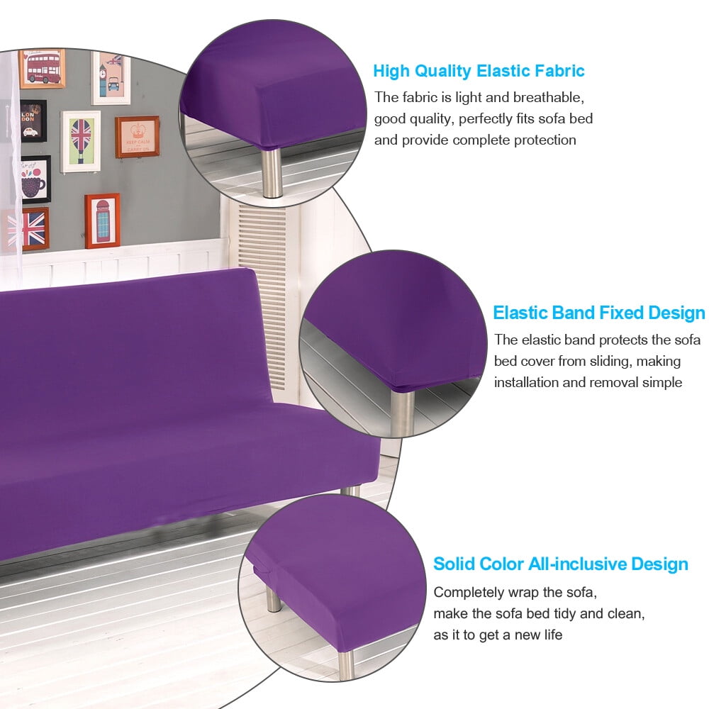 Folding Sofa Bed Cover Polyester Elastic Armless Couch Cover Futon Slipcover Protector