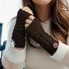 Fit 18mm Snap Button Winter 028 Students Write Keep Warm Knitted Lady Fingerless Work Wrist Gloves Women Men Adolescent